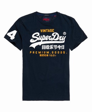 Superdry Premium Goods Duo Lite Férfi Pólók Sötétkék | CHEDZ5468